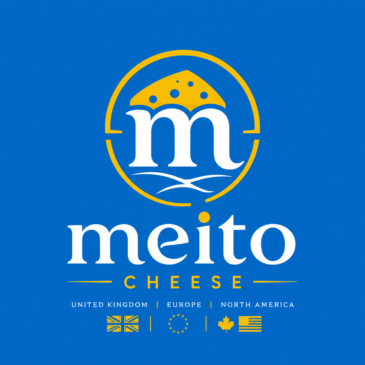 MeitoCheese logo in packaging blue and yellow